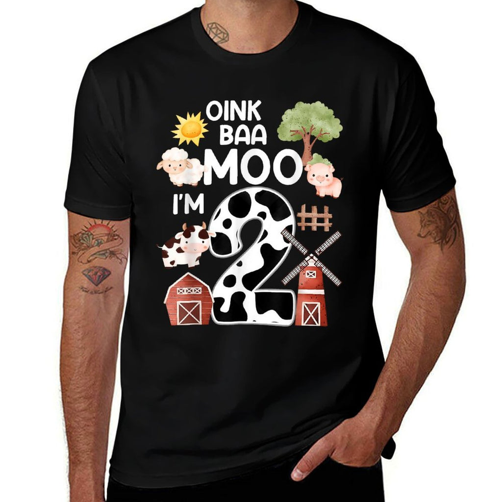 I'm 2 Oink Baa Moo Farm Birthday 2 Year Old Kids Animals  Breathable T-Shirt