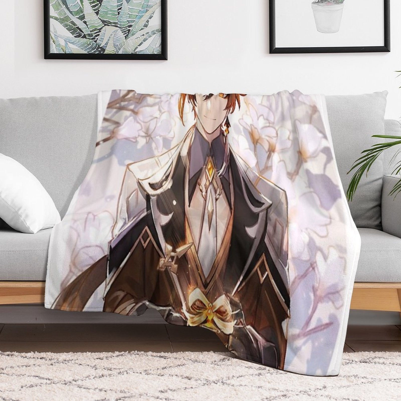 Genshin Impact - Zhongli Valentine Official Artwork 2021 Lightweight Throw Blanket