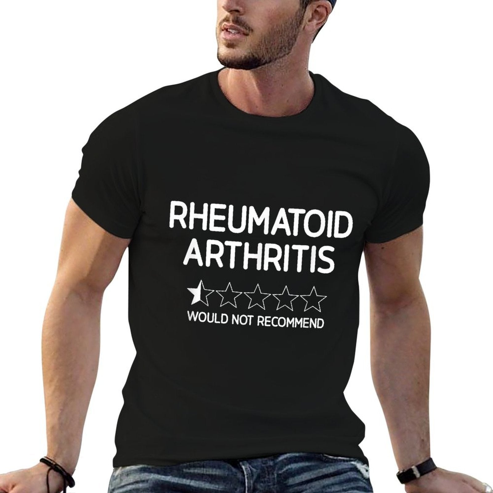 Rheumatoid Arthritis Would Not Recommend, Funny, Jokes  Ribbed Collar T-Shirt