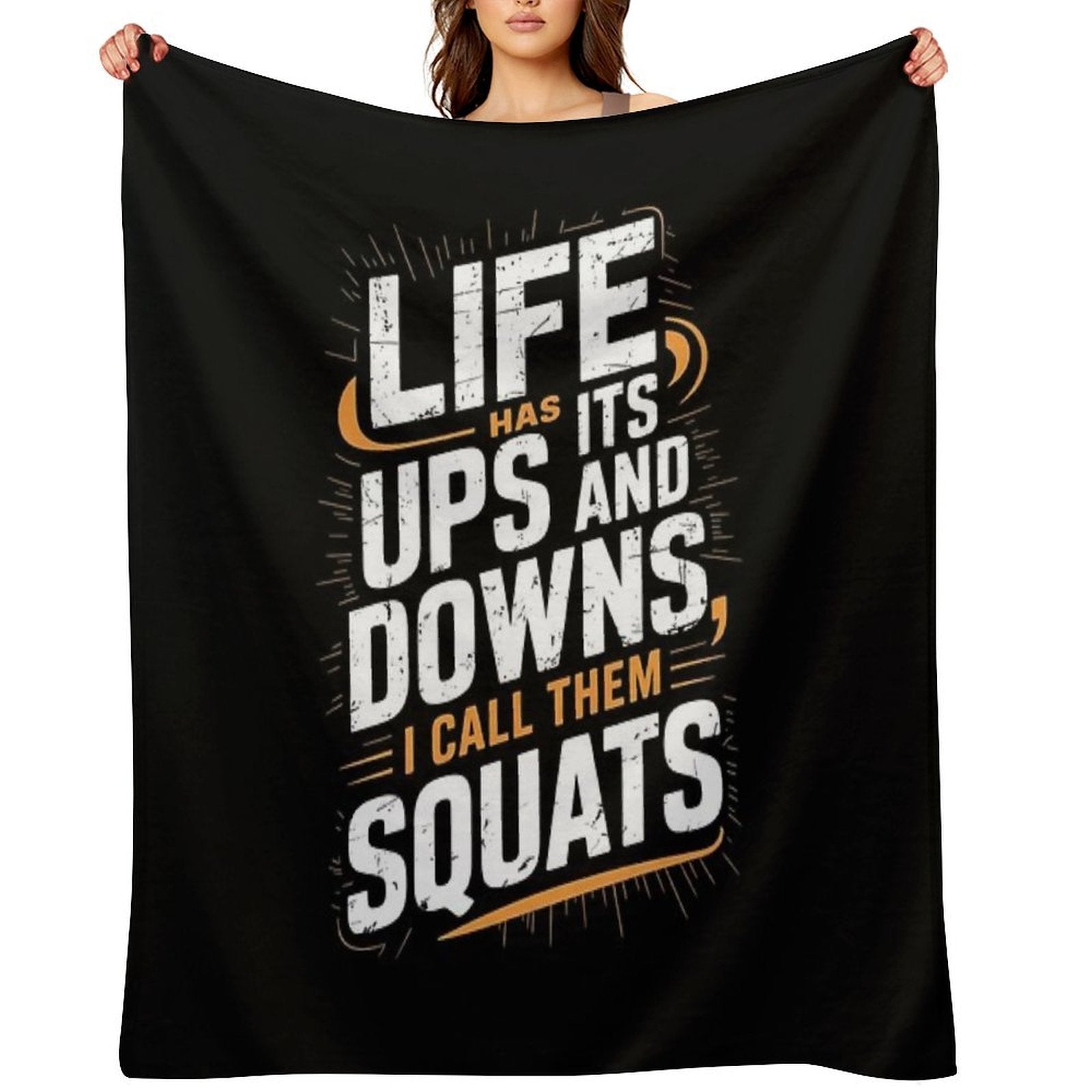 Fitness Gym Workout Weights Squat Plush Throw Blanket