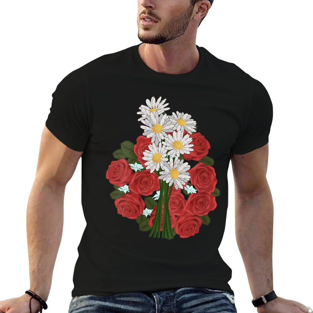 Womens Botany Garden Flowers Floral Roses Daisies Botanical  Wrinkle-resistant T-Shirt