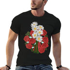 Womens Botany Garden Flowers Floral Roses Daisies Botanical  Wrinkle-resistant T-Shirt