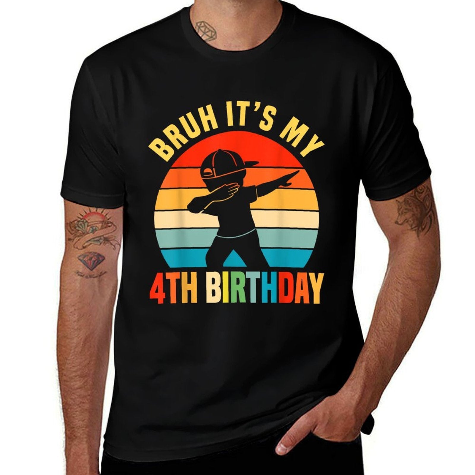 4 Year Old Birthday Dabbing Boy Bruh It's My 4th Birthday  Odor-resistant T-Shirt