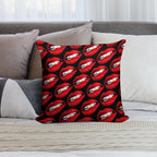 Lip Pattern - Black Soft Anti-Pilling Throw Pillow