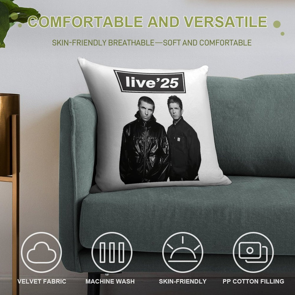 Oasis Live '25 Tour Fan Art Soft Easy Maintenance Throw Pillow