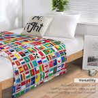 Flags of The World All Countries Nations  - Beige Compact Throw Blanket