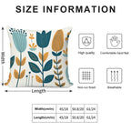 Yellow And Blue Leaves Soft Short Plush Fabric Throw Pillow