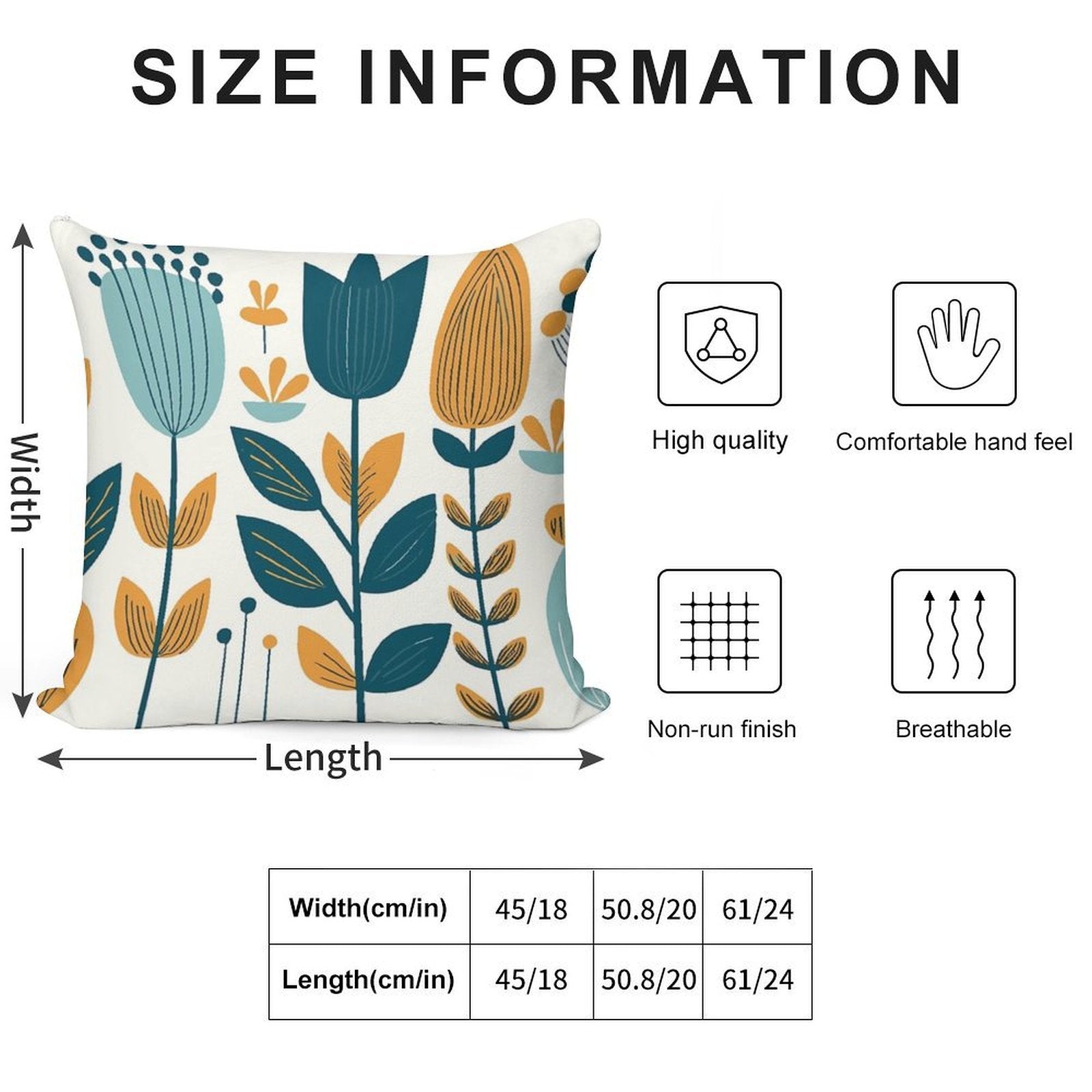 Yellow And Blue Leaves Soft Short Plush Fabric Throw Pillow