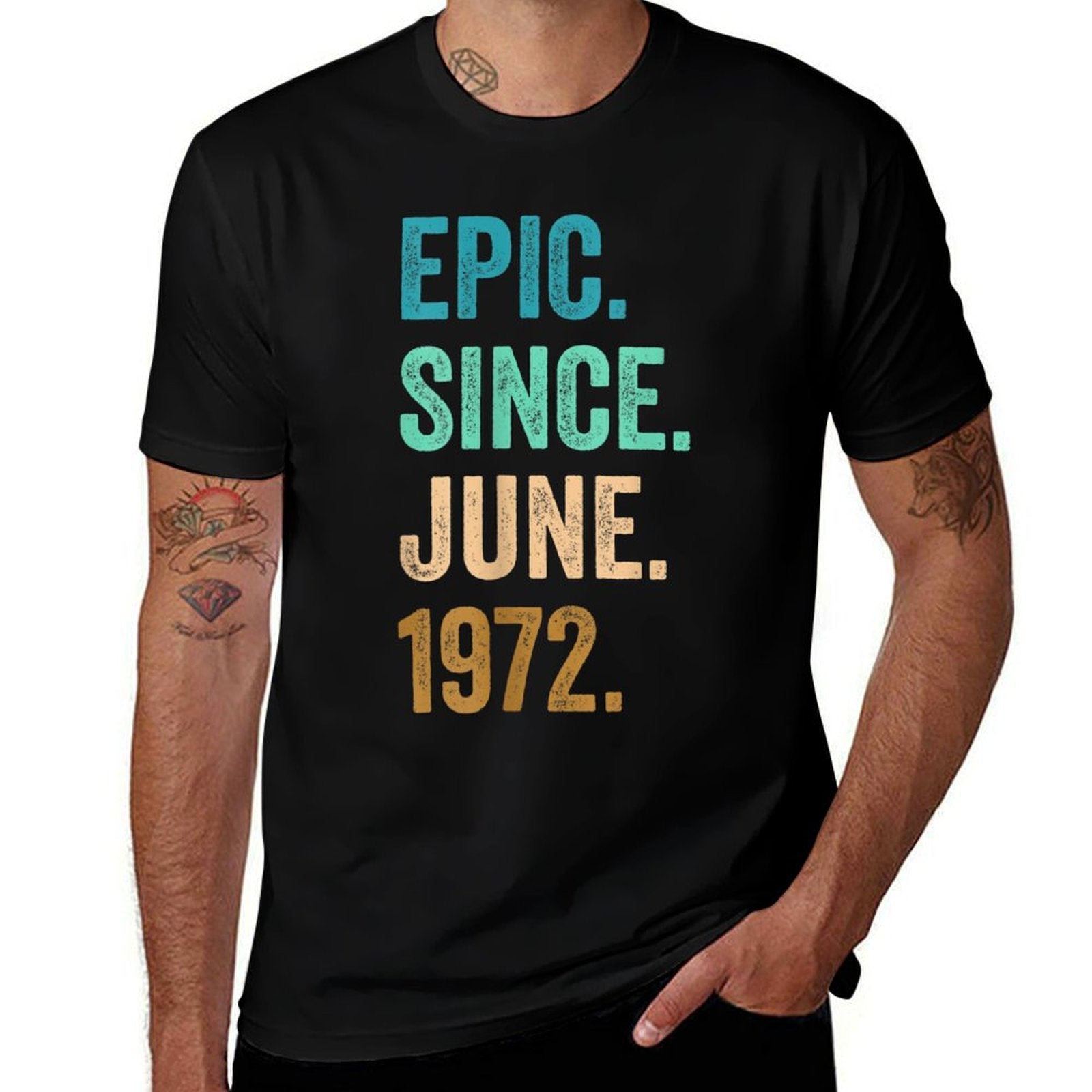 50 Years Old Epic Since June 1972 50th Birthday  Ribbed Collar T-Shirt