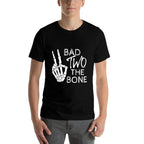 Bad Two The Bone Birthday 2 Years Old Birthday  Ribbed Collar T-Shirt