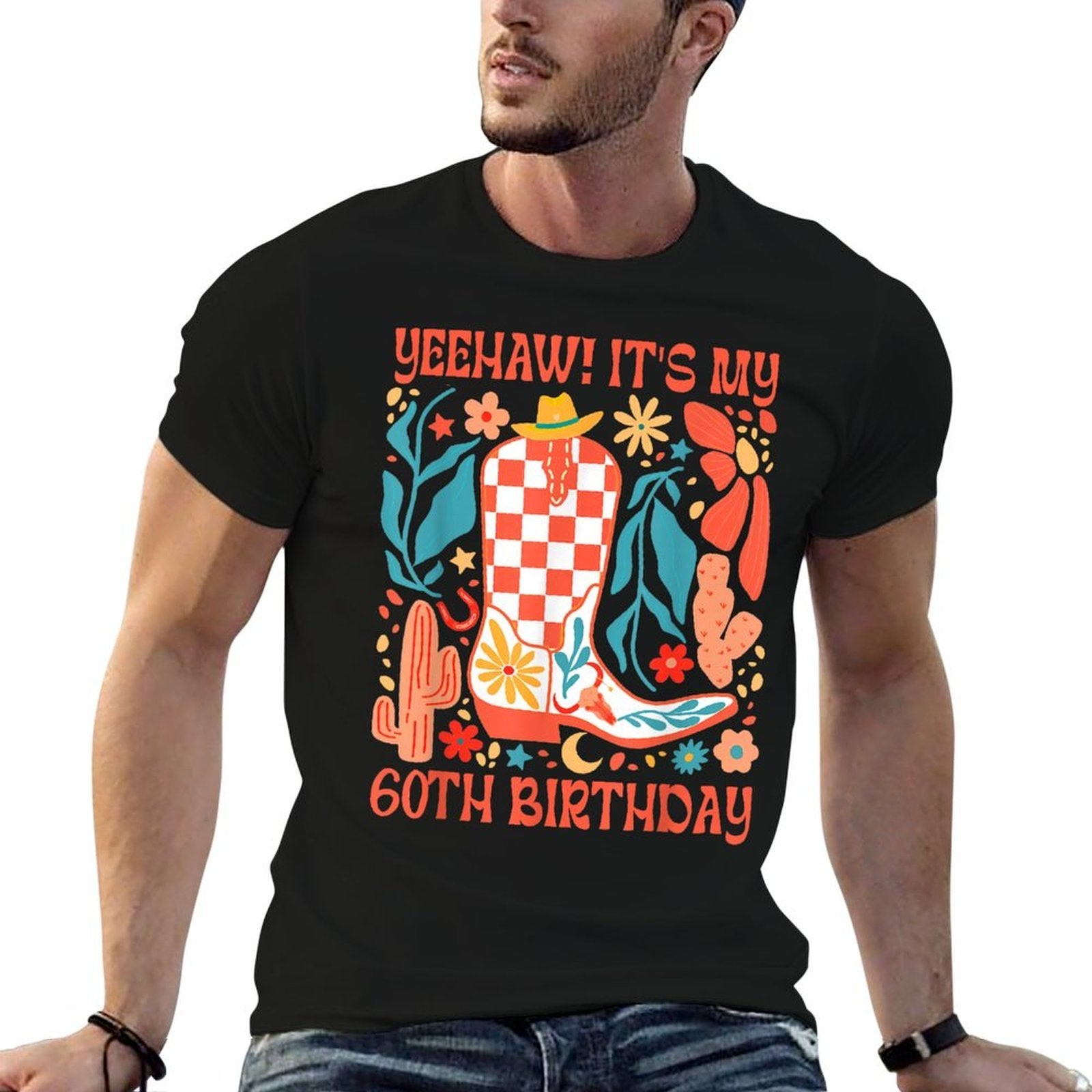 60th Birthday Western Howdy Yeehaw It's My 60th Birthday  Summer-ready Fabric T-Shirt