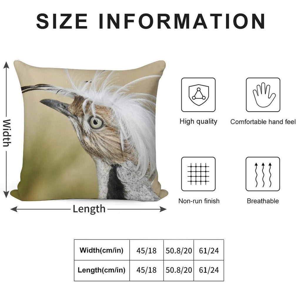 Asian Houbara Bustard Soft High-Density Material Throw Pillow