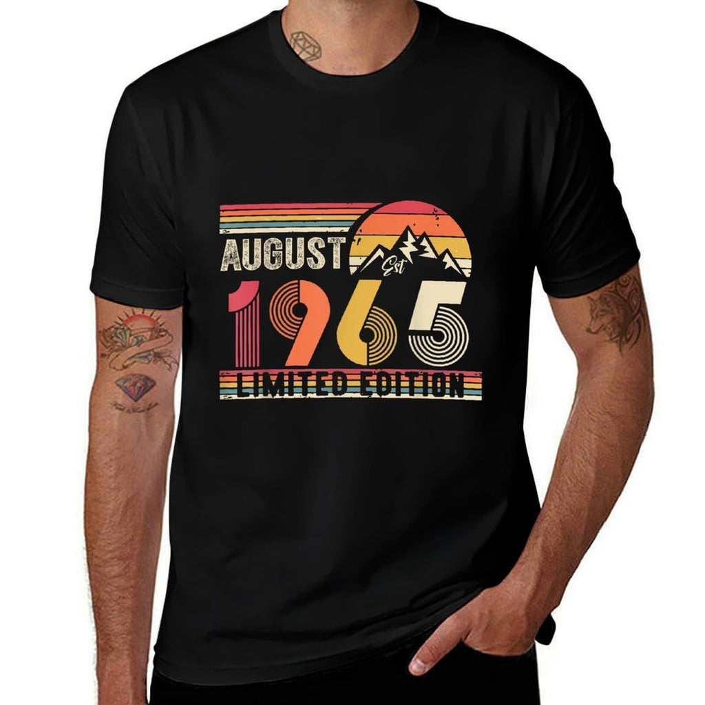 Vintage 1965 Limited Edition 60Year-Old August 60th Birthday  Summer-ready Fabric T-Shirt