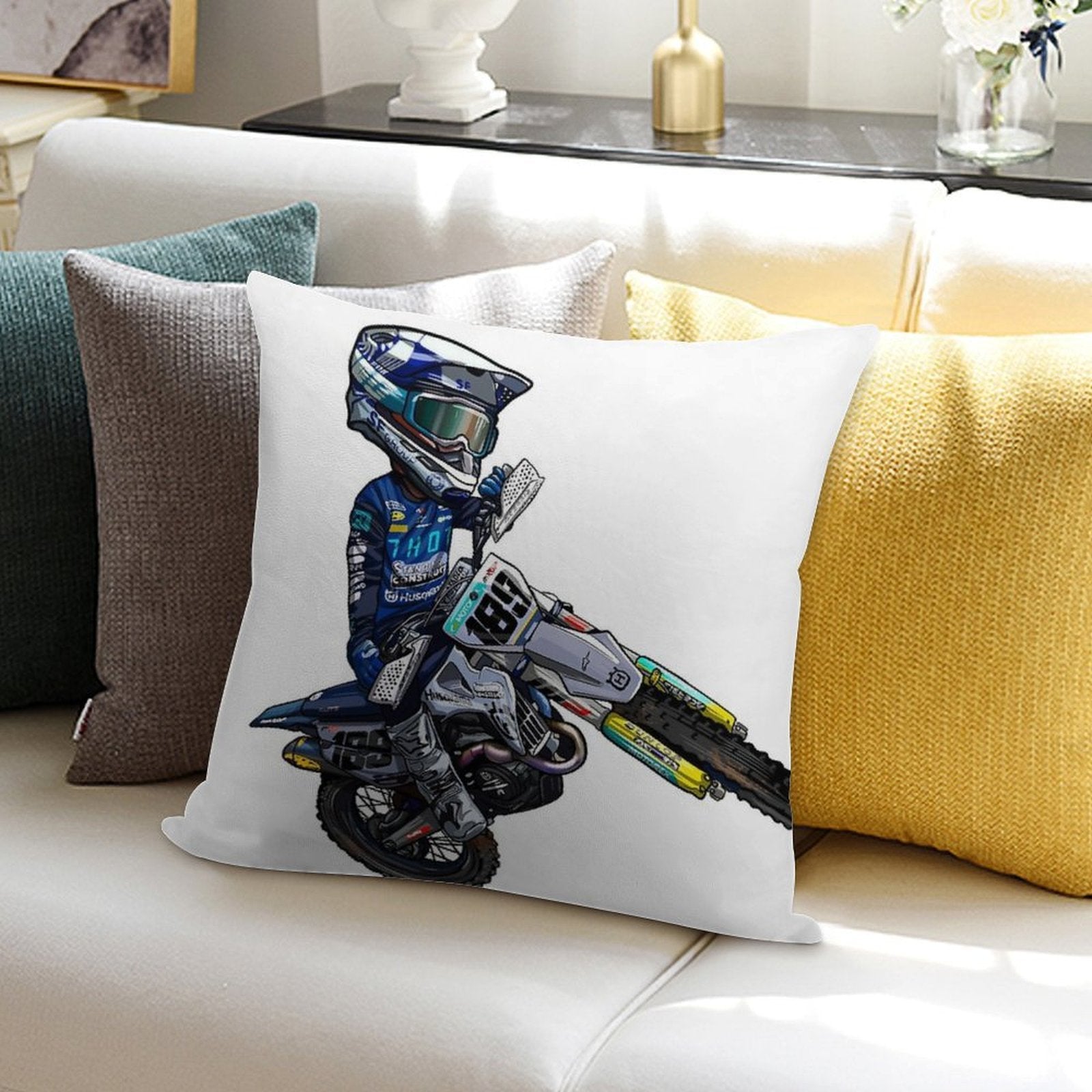 Dirt Bike Studios Collection 189 Soft Durable Construction Throw Pillow