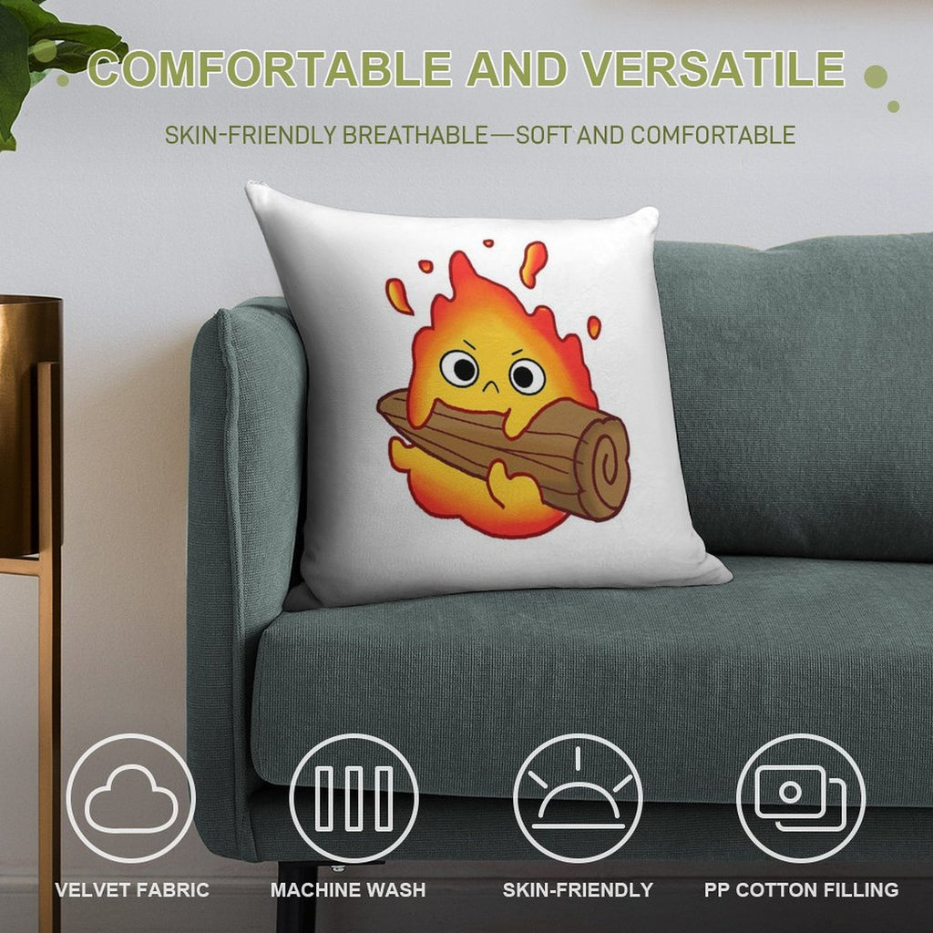 Calcifer (Howl’s Moving Castle) Soft High-Density Material Throw Pillow