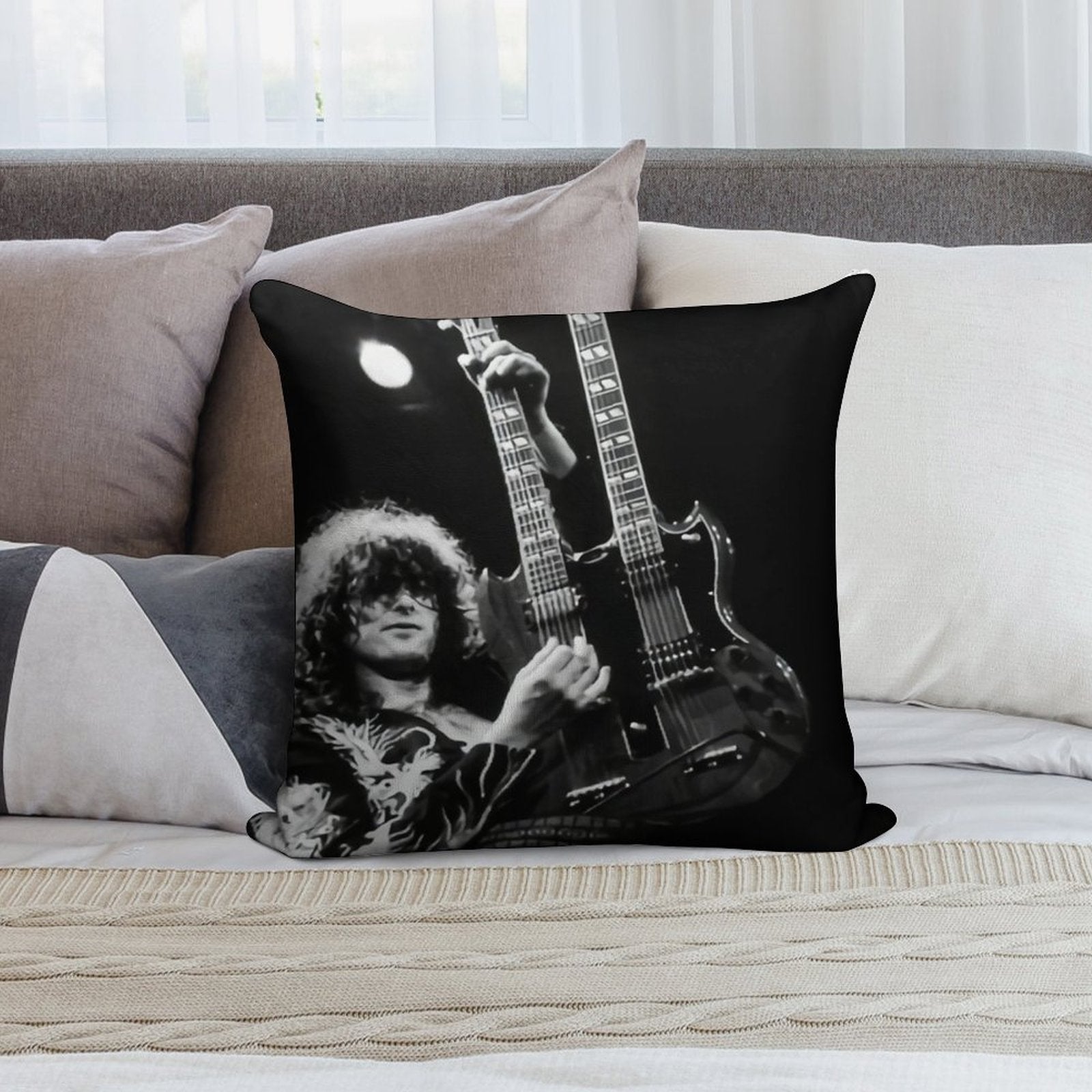 Jimmy Guitaris Poster Soft Hidden Zipper Throw Pillow