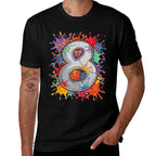 8 Year Old Colorful Splashes 8th Birthday Paint Splash  Wrinkle-resistant T-Shirt