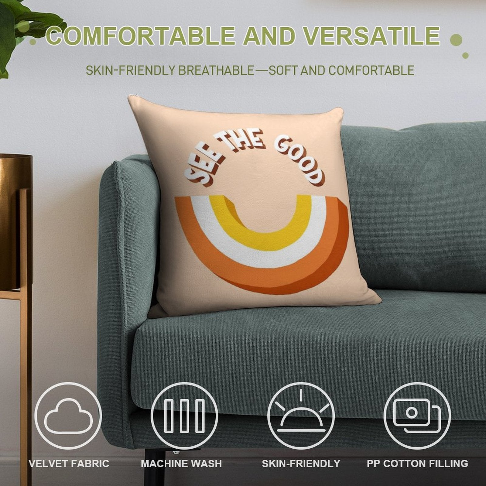 See The Good Rainbow Soft Luxury Feel Throw Pillow