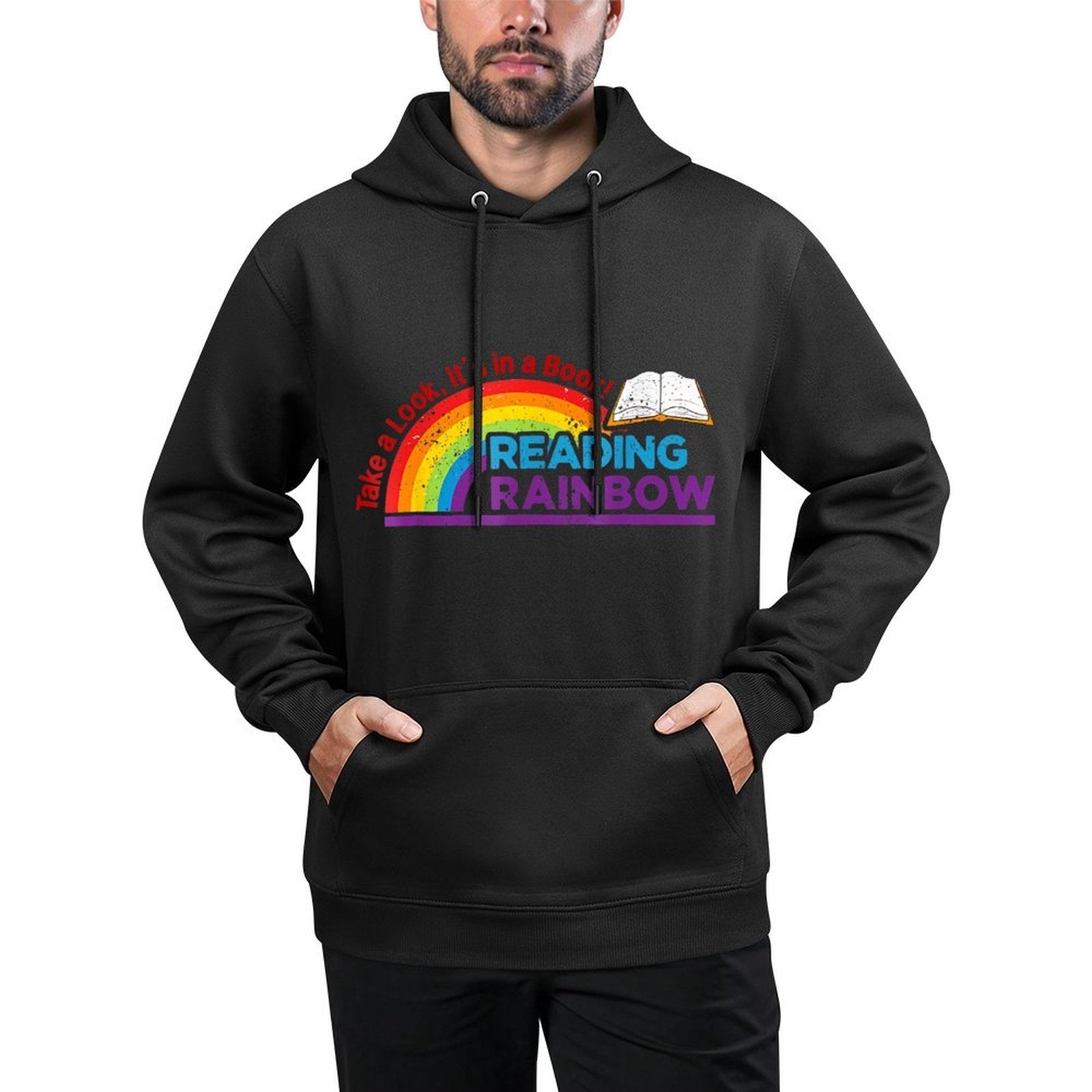 Take A Look Its In A Book Reading Book Vintage Rainbow Colorfast Hoodie