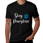Stay Pawsitive Cute Kitty Puppy Paw Pet Cat Owner Dog Lover  Oversized Silhouette T-Shirt
