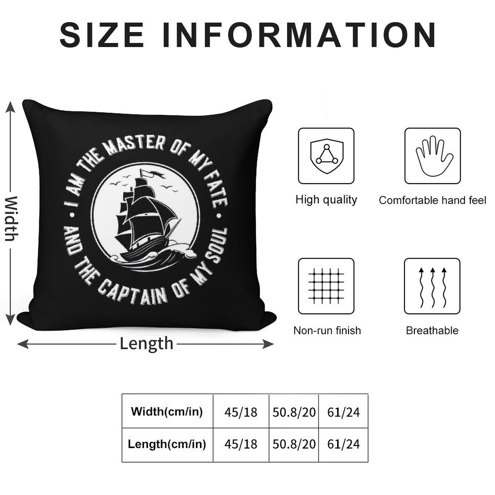 I Am The Master of My Fate And The Captain of My Soul. Ships Soft Durable Construction Throw Pillow