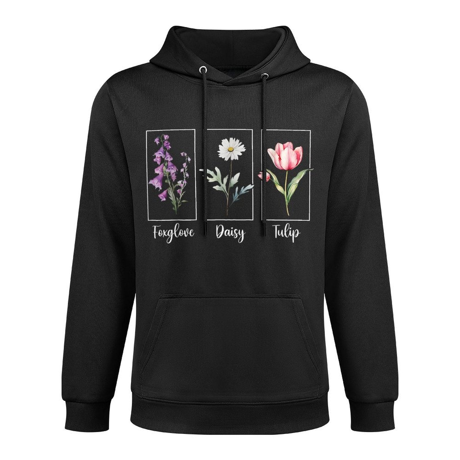 Subtle Floral Foxglove Daisy Tulip Flowers Women Adjustable Hood Hoodie