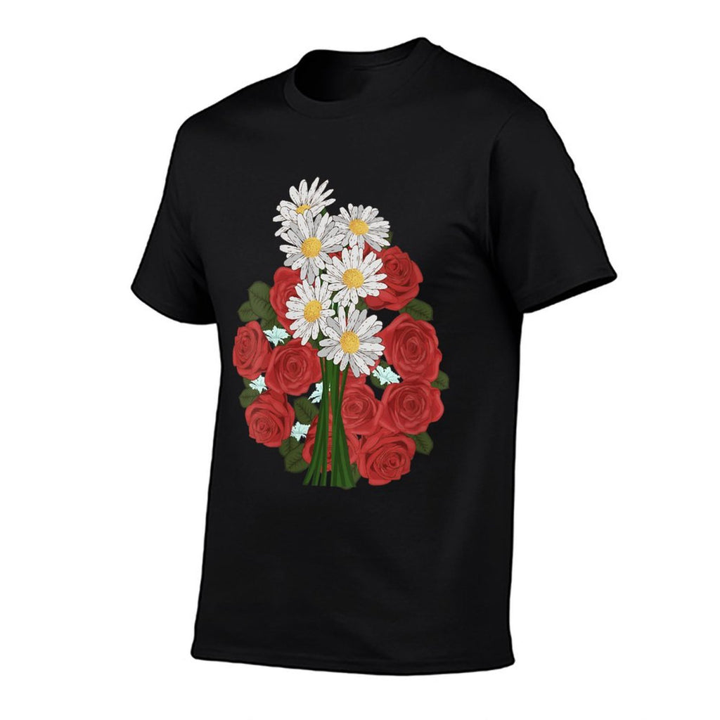 Womens Botany Garden Flowers Floral Roses Daisies Botanical  Wrinkle-resistant T-Shirt