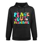 Peace Out Preschool Retro Graduation Last Day Of School Relaxed Fit Hoodie