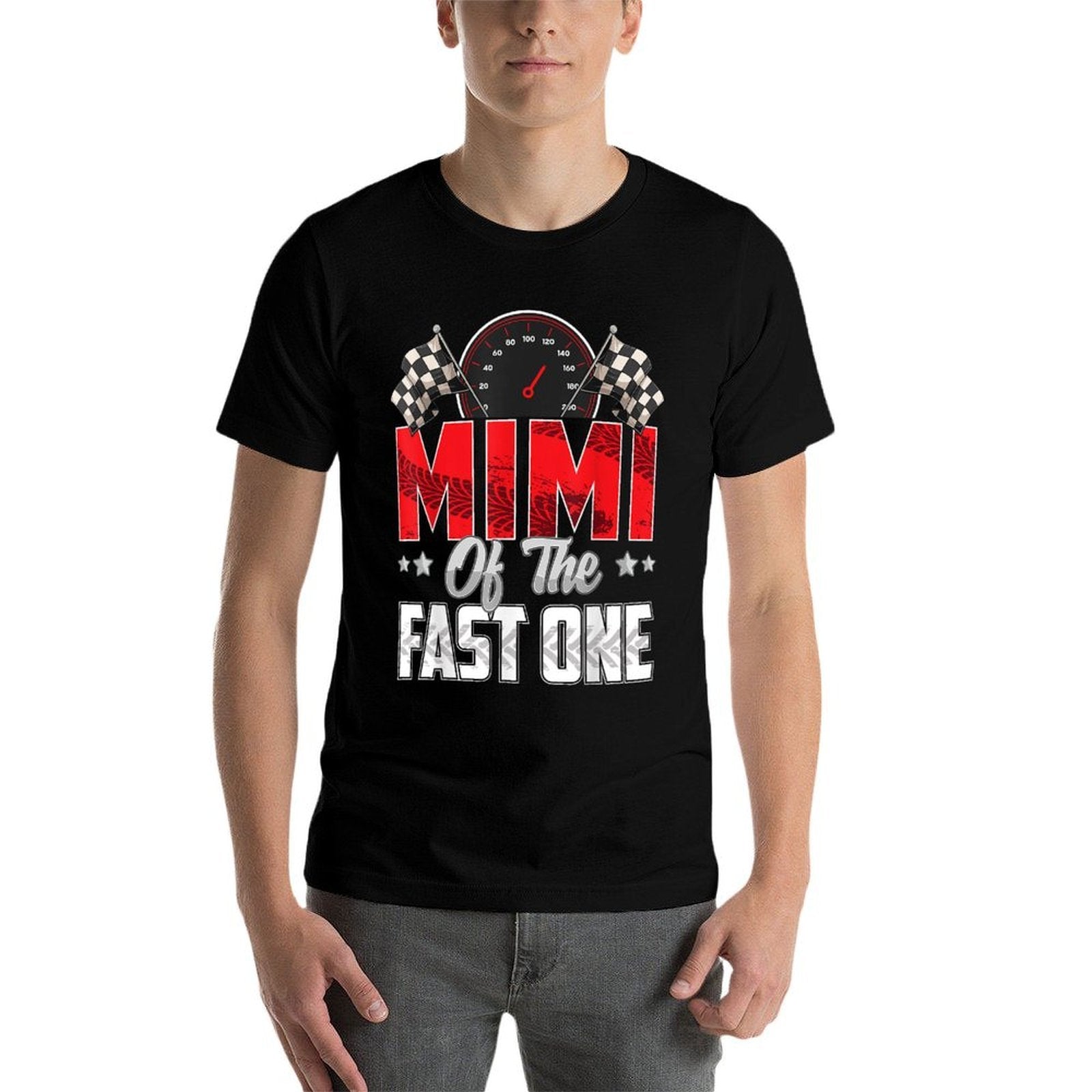 1 Year Old Racing Car Fast One Birthday 1st Family Mimi  Stretchy T-Shirt