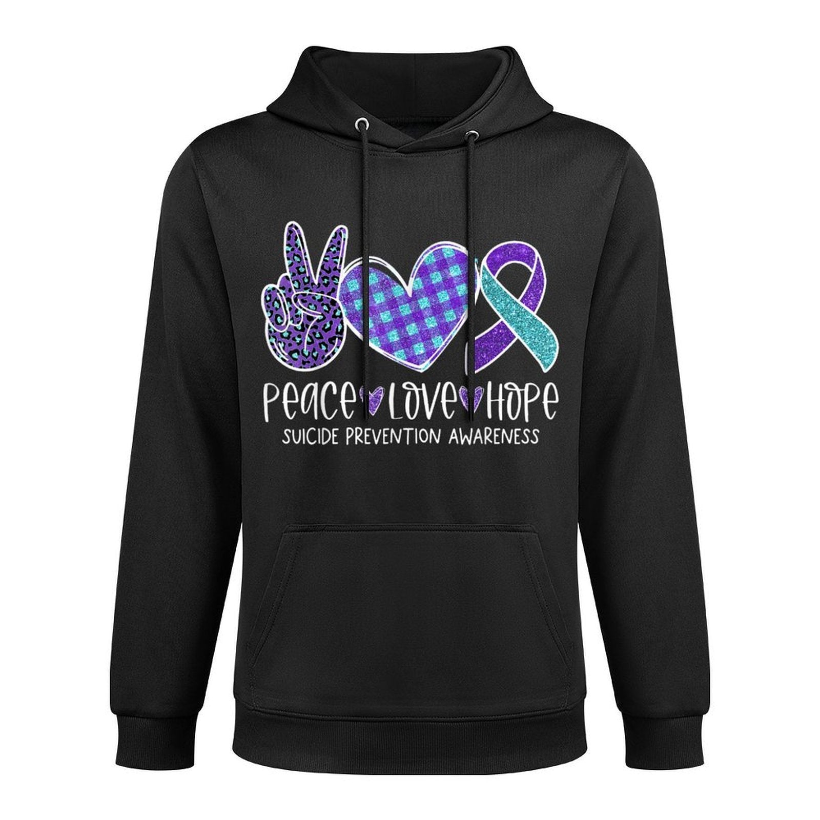 Suicide Prevention Awareness Leopard Heart Peace Love Hope Easy Care Hoodie