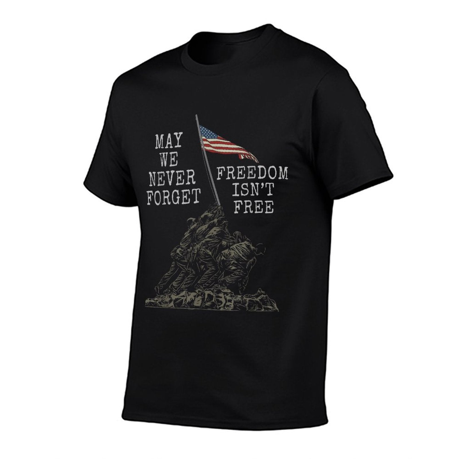 May We Never Forget Freedom Isnt Free USA Veteran  Oversized Silhouette T-Shirt