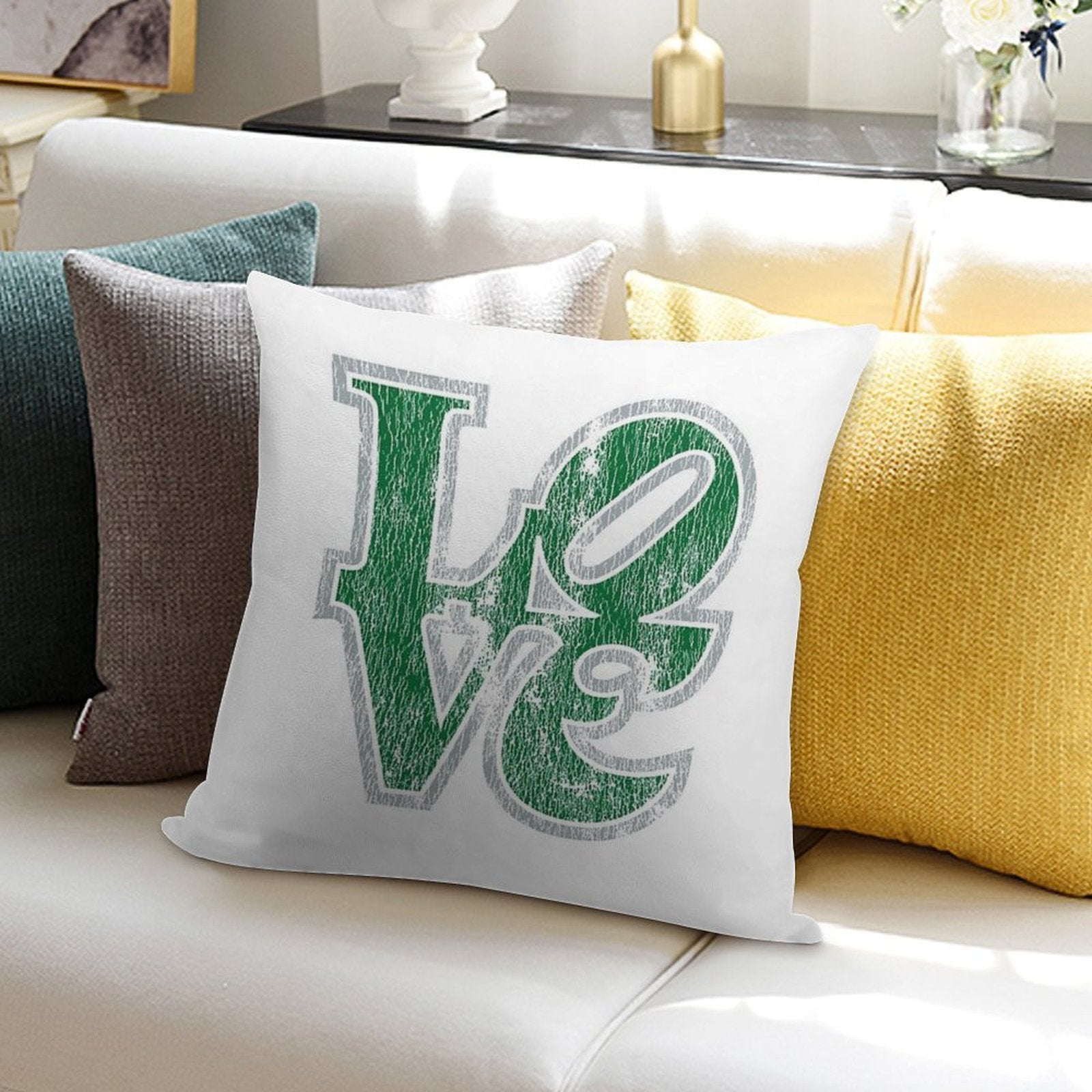 Philadelphia Eagles LOVE Park Throwback Kelly Green Style Logo Football Philly Champs Soft Multiple Sizes Throw Pillow