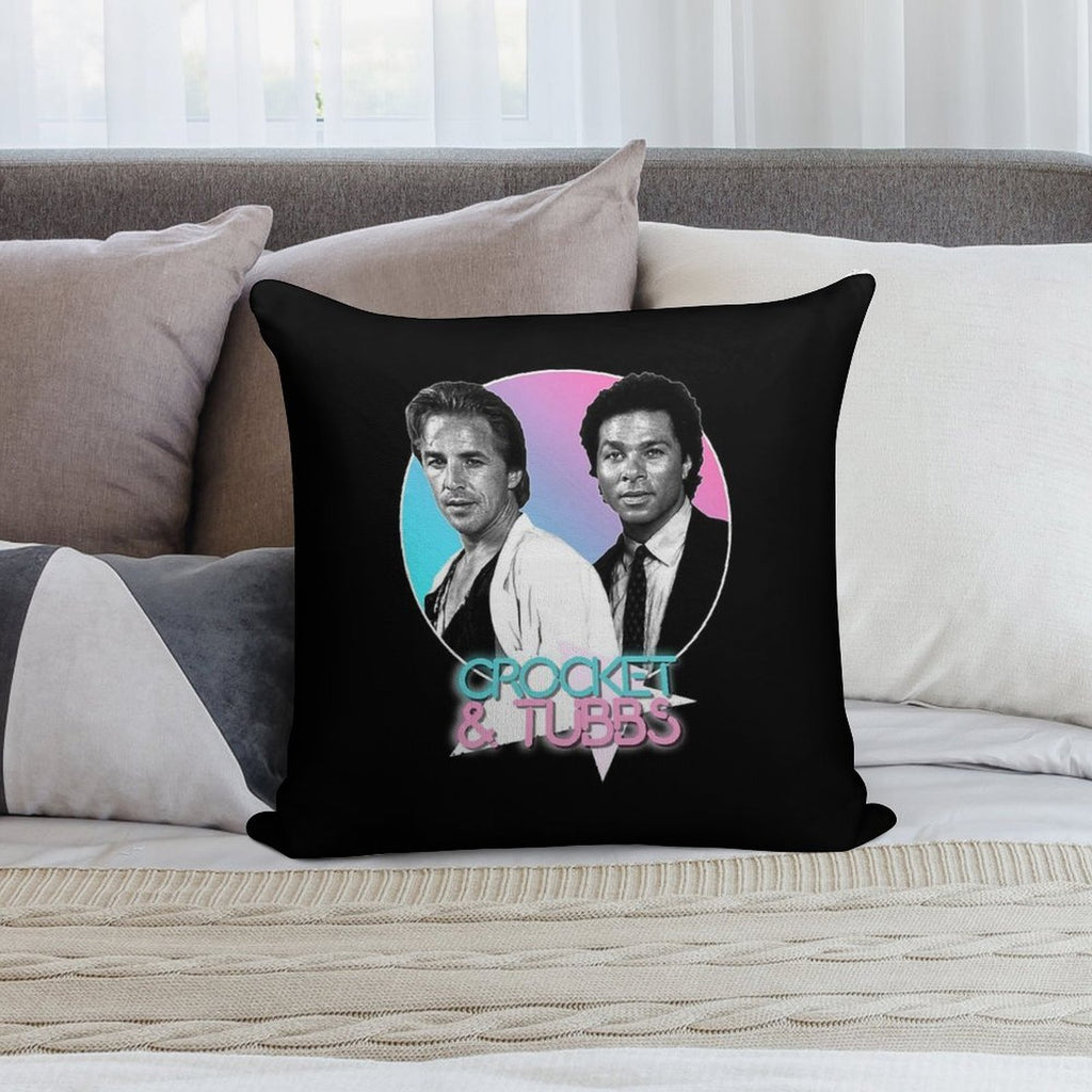Crockett And Tubbs )( Retro Miami Vice 80s Tribute Soft Easy Maintenance Throw Pillow