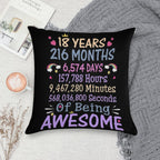 18th Birthday Gift 18 Years Old Being Awesome Soft Warmth Comfort Throw Pillow