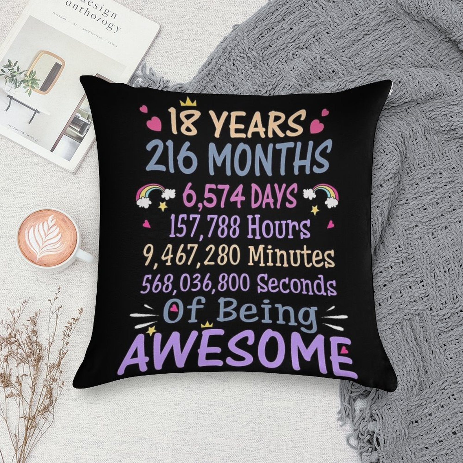 18th Birthday Gift 18 Years Old Being Awesome Soft Warmth Comfort Throw Pillow