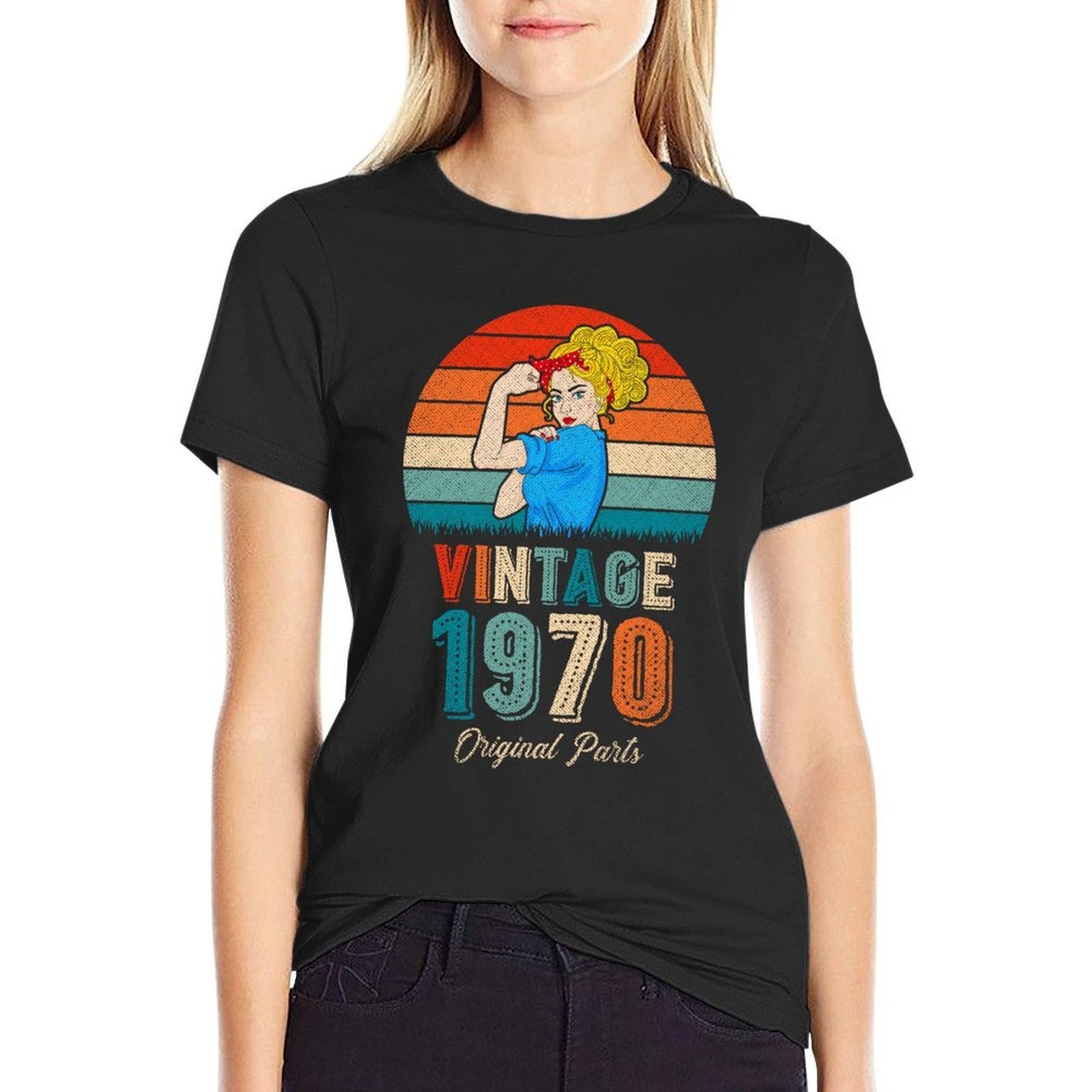 50th Birthday Tshirts For Women Original Parts Vintage 1970 Sweatshirt  Trendy Pattern T-Shirt
