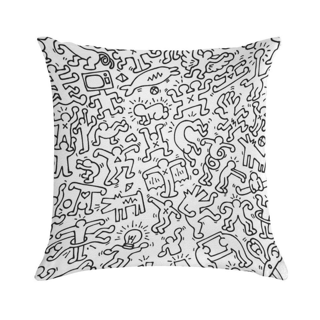 Dance in White Kieth DJ DOG Haring ANIMAL Street Art Soft Style Accent Throw Pillow