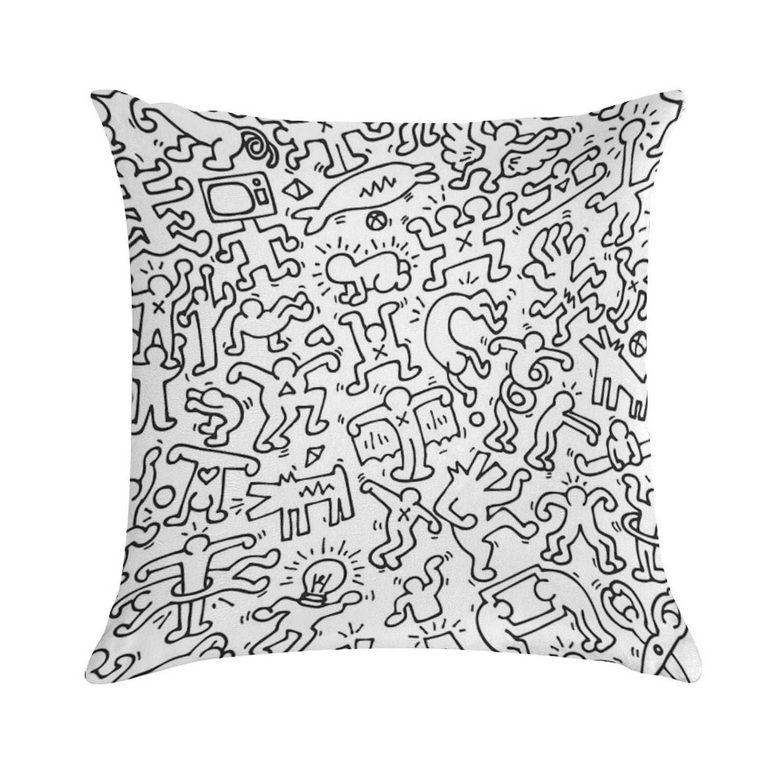 Dance in White Kieth DJ DOG Haring ANIMAL Street Art Soft Style Accent Throw Pillow