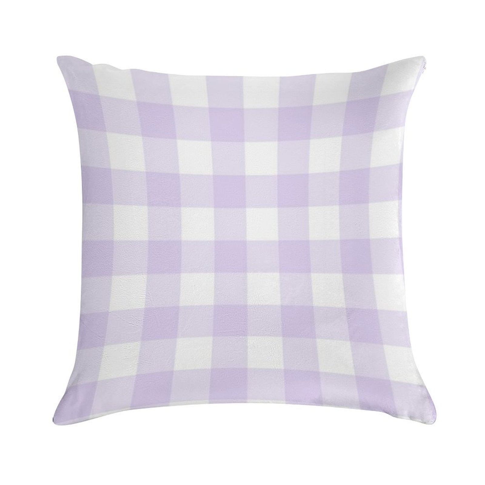 Pastel Purple Gingham Pattern (Large Wide Print) Soft Shrink-Resistant Throw Pillow
