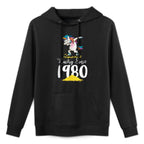 Lucky 1980 Dabbing Unicorn 40th Birthday Gifts for Women Pilling-Resistant Hoodie