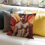 Sexy Guy Portrait Georgia O'Keeffe Inspired Background 2 Soft Short Plush Fabric Throw Pillow