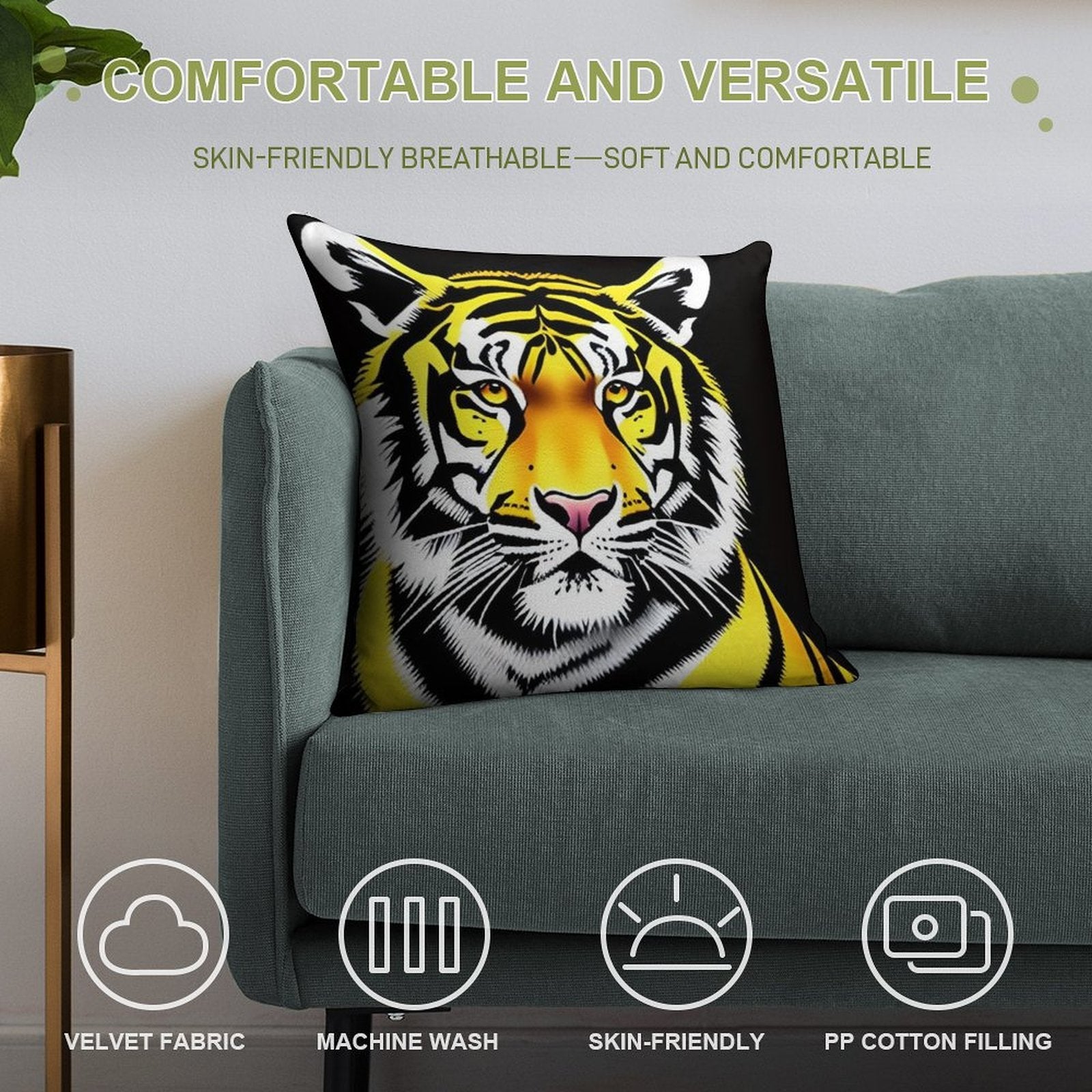 The Tiger Soft Reinforced Edging Throw Pillow
