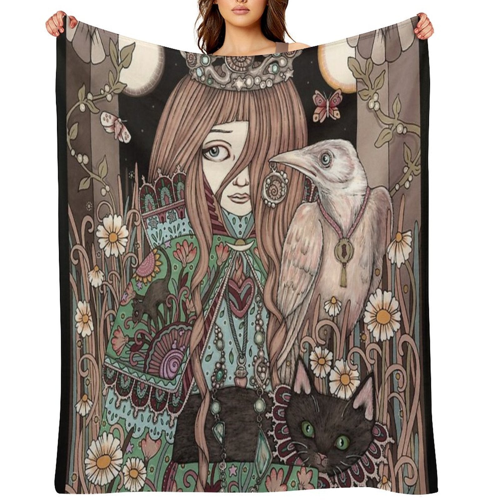 The High Priestess Premium Throw Blanket