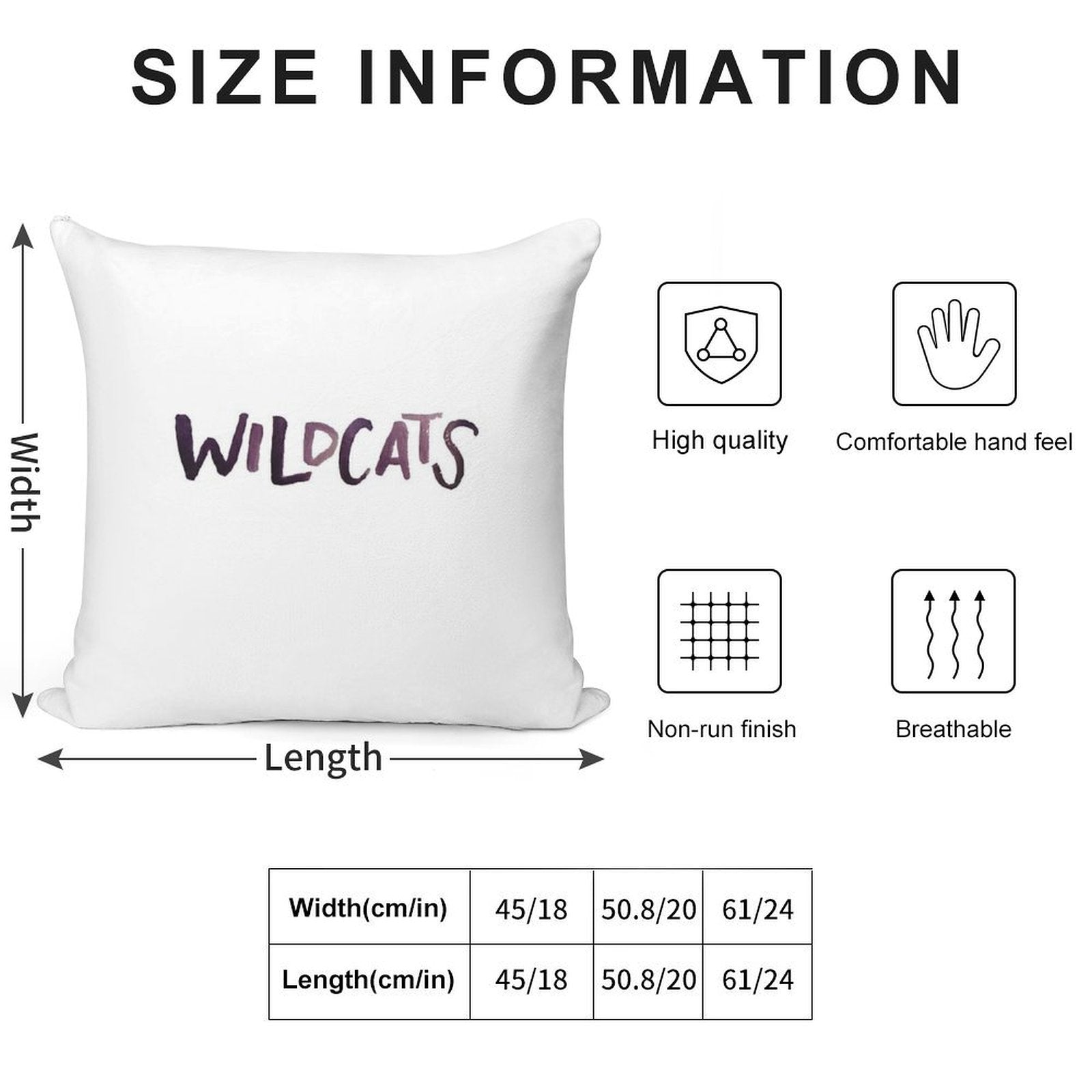 Wildcats Soft Hidden Zipper Throw Pillow