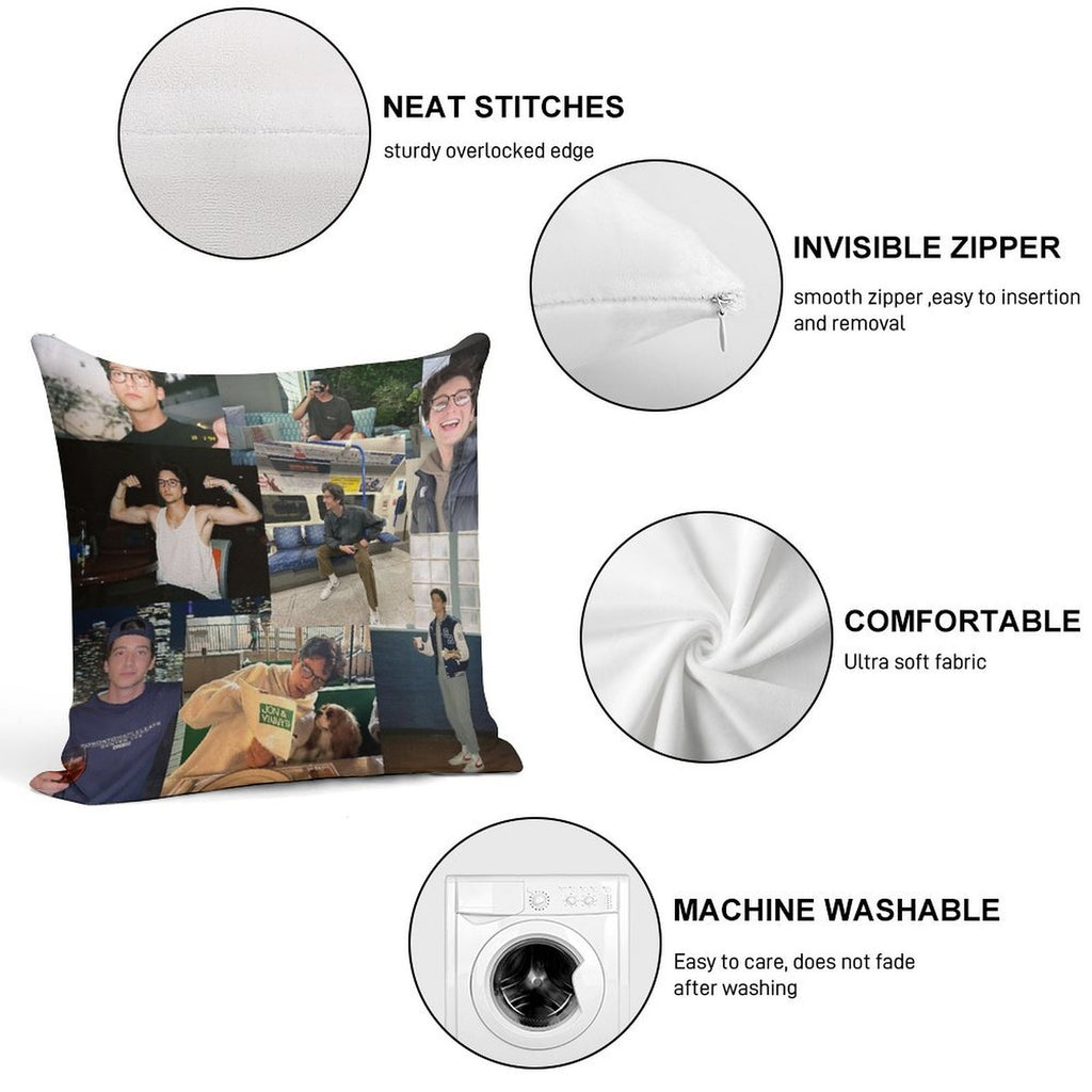 Milo Manheim Collage Soft Easy Maintenance Throw Pillow