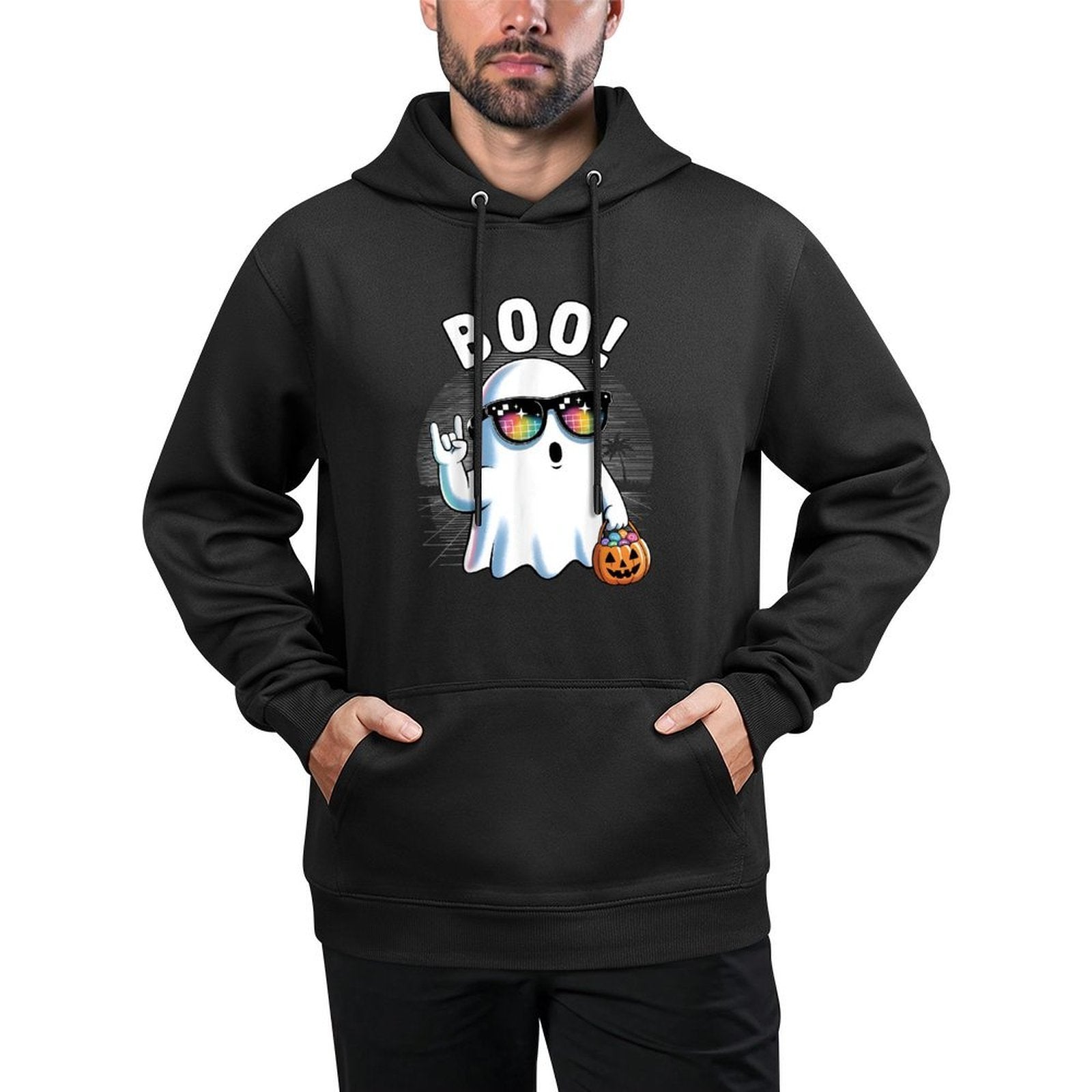 Halloween Costume Boo Ghost Rock Pumpkin Colorfast Hoodie