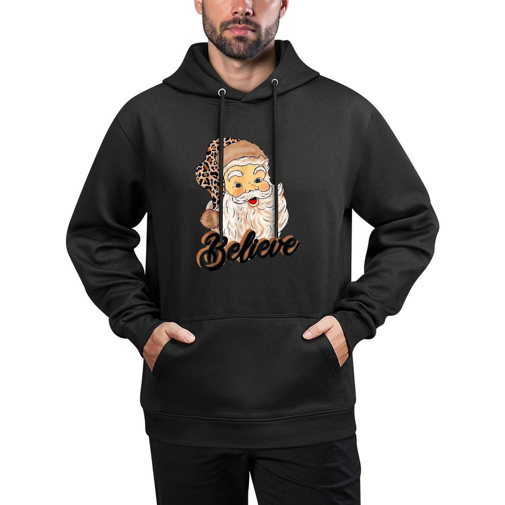 Vintage Christmas Retro Holiday Cheetah Santa Leopard Hat Customizable Surface Hoodie