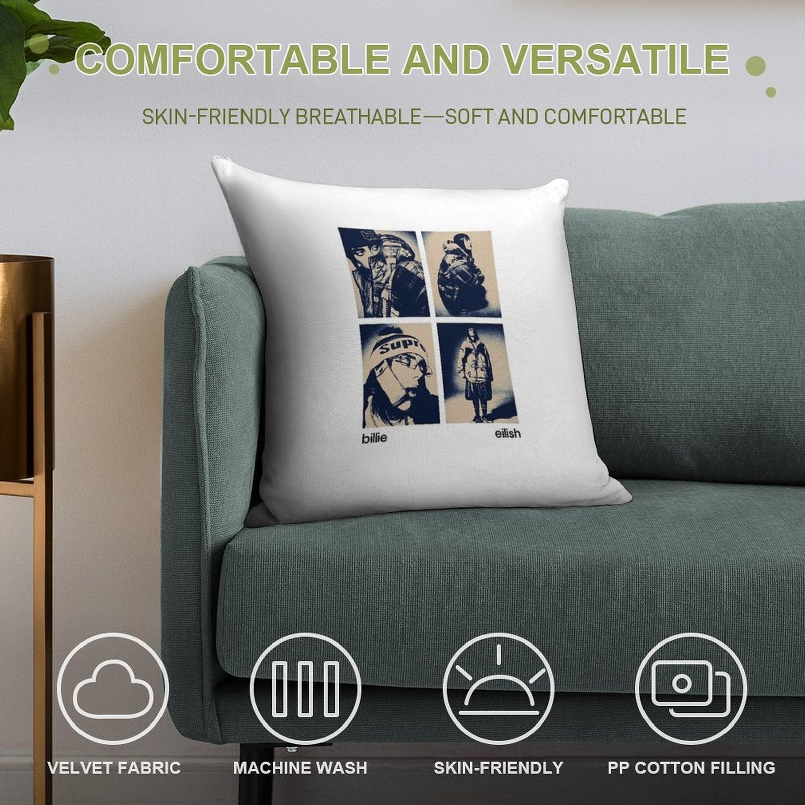 Billie Eilish - Hit Me Hard And Soft Soft Anti-Pilling Throw Pillow