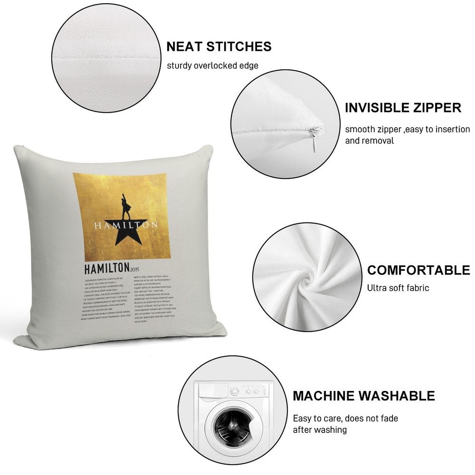 Hamilton Musical Soundtrack Soft Multiple Sizes Throw Pillow