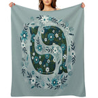 Pretty Floral Whales Circle in Blues And Greens Multi-functional Throw Blanket